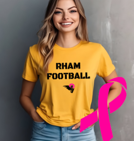 RHAM Football Limited Edition Pink Bella+Canvas Brand Short Sleeve Women's Cut Tshirt- Custom Personalization!
