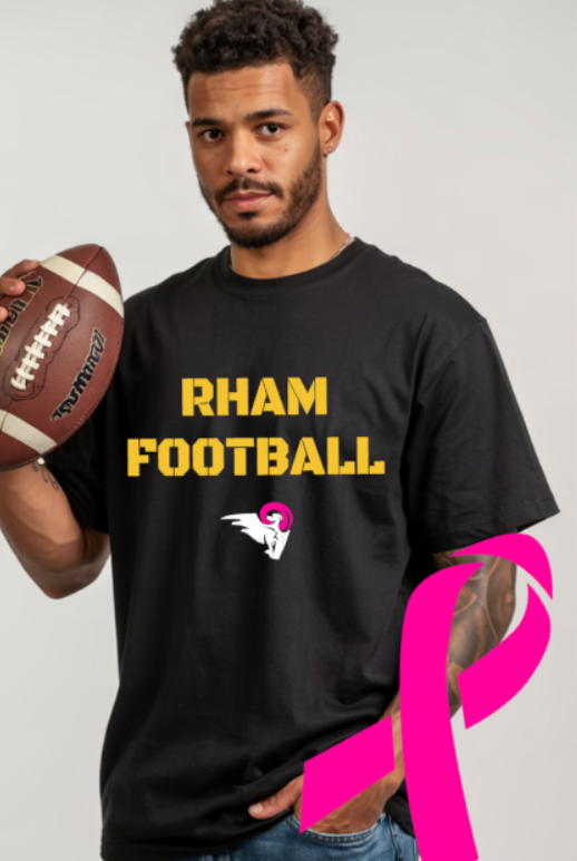 RHAM Football Limited Edition Pink Gildan Heavy Cotton Short Sleeve Tshirt- Custom Personalization!
