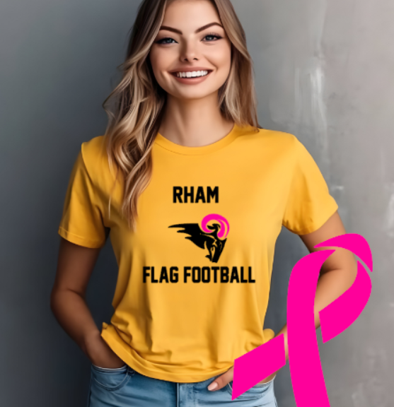 RHAM Flag Football Limited Edition Pink Bella+Canvas Brand Short Sleeve Women's Cut Tshirt- Custom Personalization!