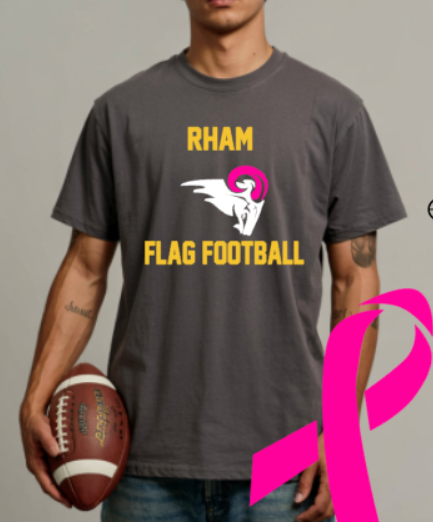 RHAM Flag Football Limited Edition Pink Gildan Heavy Cotton Short Sleeve Tshirt- Custom Personalization!