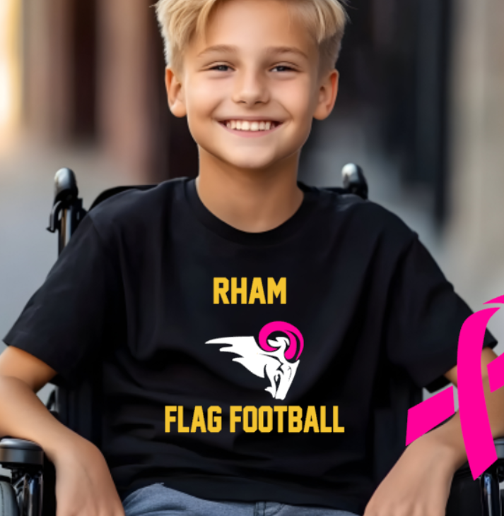 RHAM YOUTH FLAG FOOTBALL Limited Edition Pink Gildan Heavy Tshirt - Custom Personalization!