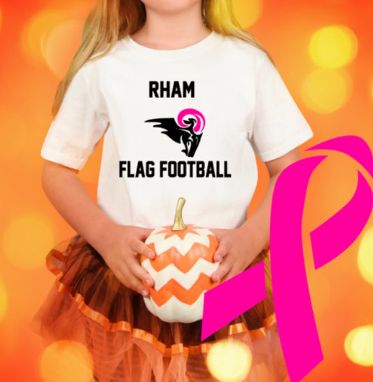 RHAM YOUTH FLAG FOOTBALL Limited Edition Pink Gildan Heavy Tshirt - Custom Personalization!