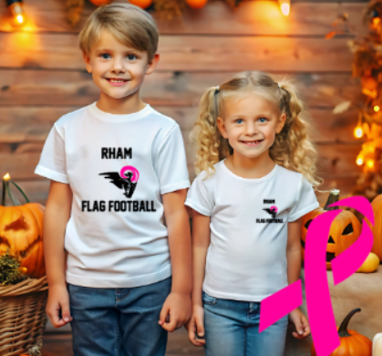 RHAM YOUTH FLAG FOOTBALL Limited Edition Pink Gildan Heavy Tshirt - Custom Personalization!