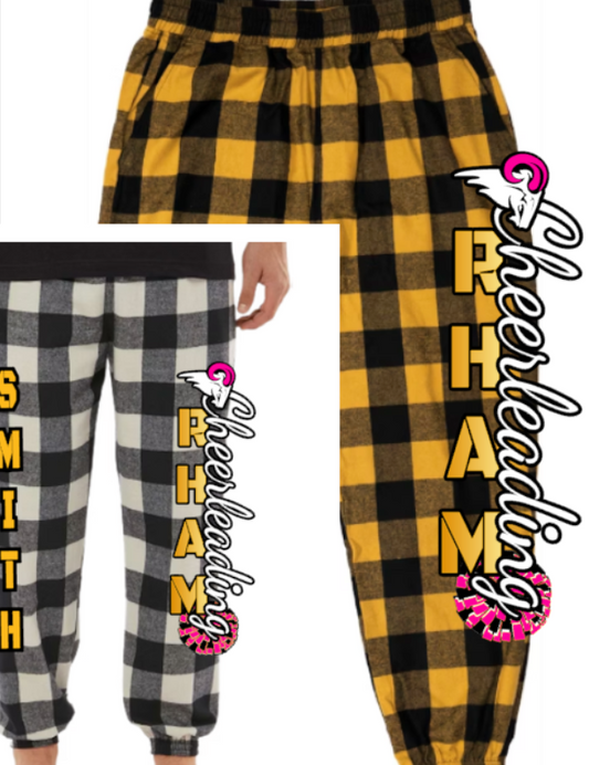 RHAM Pink! Cheerleading Jogger Flannel Pajama Pants ADULT SIZES