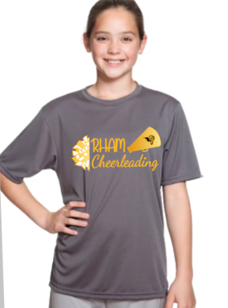 RHAM Cheerleading Gildan A4 YOUTH Poly Cooling Performance Short Sleeve Tshirt- Custom Personalization!