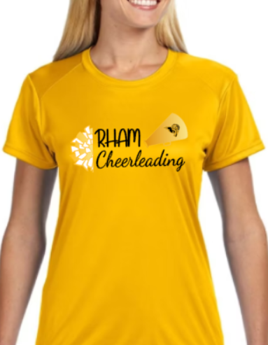 RHAM Cheerleading Gildan A4 Womens Cut Poly Cooling Performance Short Sleeve Tshirt- Custom Personalization!