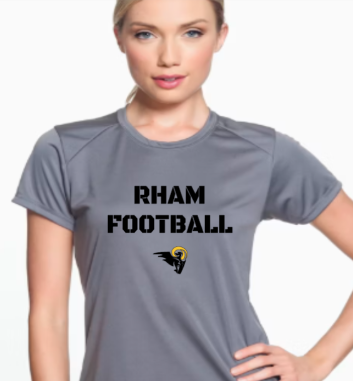 RHAM Football Gildan A4 Womens Cut Poly Cooling Performance Short Sleeve Tshirt- Custom Personalization!