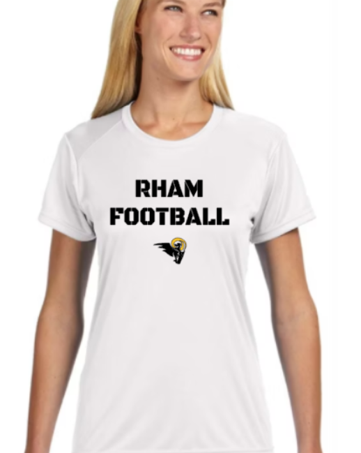 RHAM Football Gildan A4 Womens Cut Poly Cooling Performance Short Sleeve Tshirt- Custom Personalization!