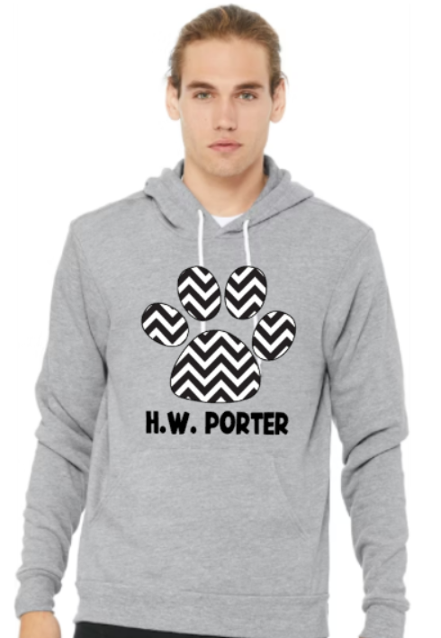 H.W. Porter Chevron Logo Bella+Canvas Sponge Fleece Adult Hooded Sweatshirt- Custom Personalization!