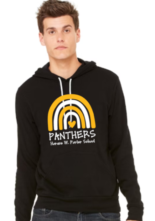 H.W. Porter Rainbow Logo Bella+Canvas Sponge Fleece Adult Hooded Sweatshirt- Custom Personalization!