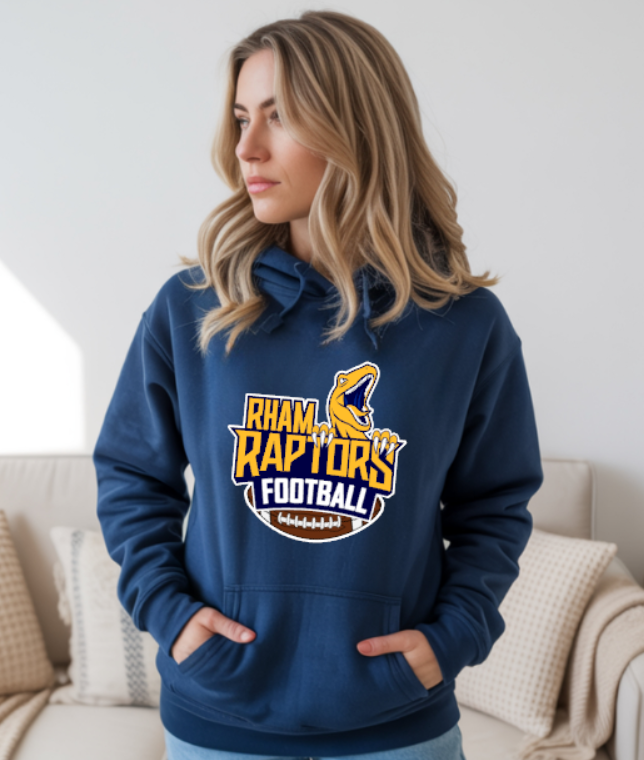 RHAM Raptors - Adult Gildan Heavy 50/50 Blend Hooded Sweatshirt- Custom Personalization!