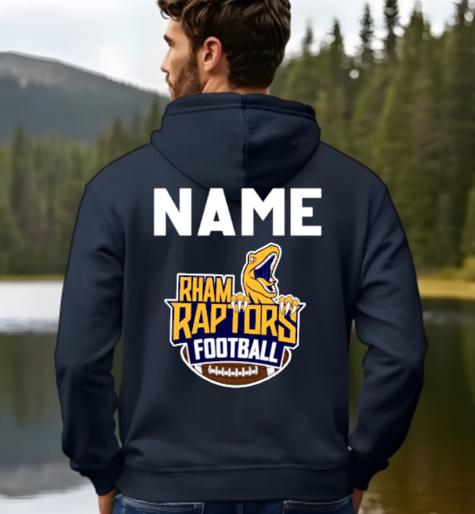 RHAM Raptors - Adult Gildan Heavy 50/50 Blend Hooded Sweatshirt- Custom Personalization!