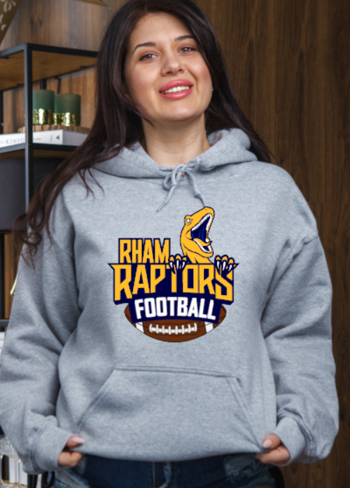 RHAM Raptors - Adult Gildan Heavy 50/50 Blend Hooded Sweatshirt- Custom Personalization!