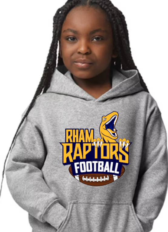 RHAM Raptors - Adult Gildan Heavy 50/50 Blend Hooded Sweatshirt- Custom Personalization!