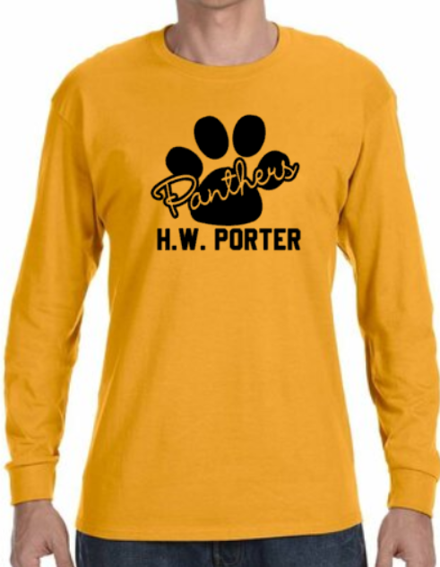 H.W. Porter Long Sleeve youth/adult Tee Cursive Logo - Customize yours today!