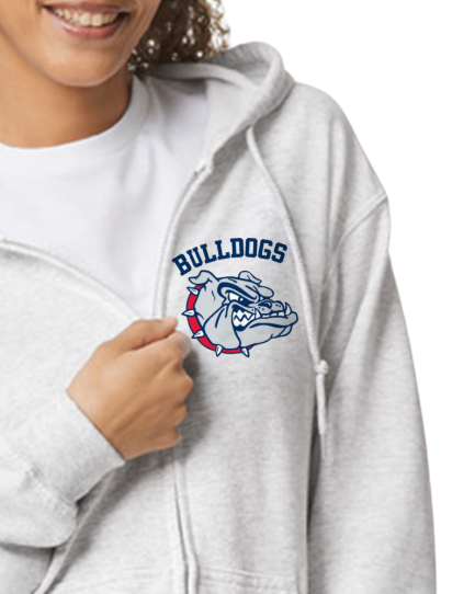 Helen Baldwin MS Bulldogs Zip Up Hooded Sweatshirt Youth to Adult sizes