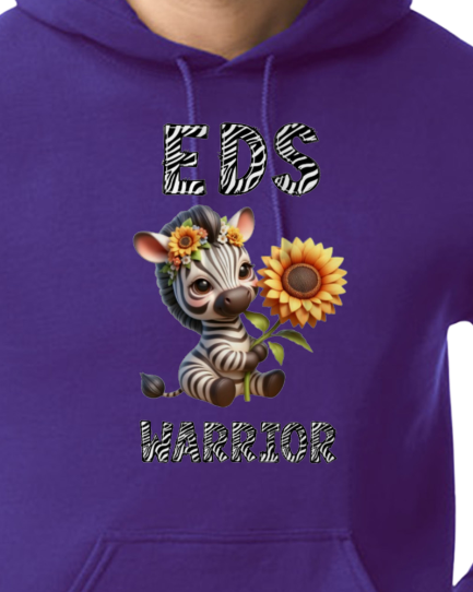 EDS Warrior Zebra with Sunflower Hooded Pullover (YOUTH TO ADULT SIZES) - Customize color and more!