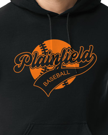 Plainfield Baseball Ball Outline Youth to Adult Hooded Sweatshirt - Customize yours today!