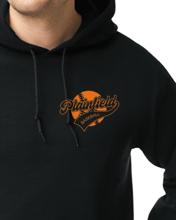 Plainfield Baseball Ball Outline Youth to Adult Hooded Sweatshirt - Customize yours today!