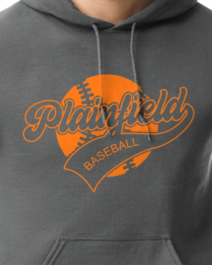 Plainfield Baseball Ball Outline Youth to Adult Hooded Sweatshirt - Customize yours today!