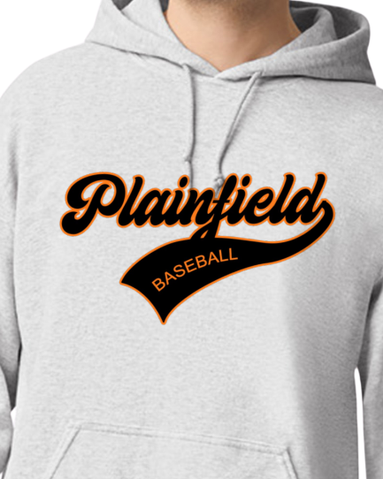 Plainfield Baseball Cursive Youth to Adult Hooded Sweatshirt - Customize yours today!