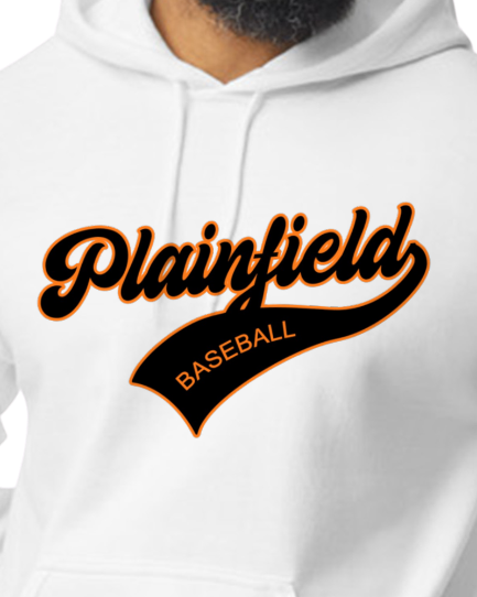 Plainfield Baseball Cursive Youth to Adult Hooded Sweatshirt - Customize yours today!