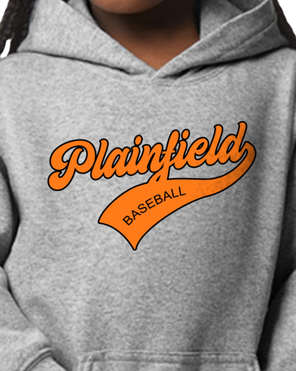 Plainfield Baseball Cursive Youth to Adult Hooded Sweatshirt - Customize yours today!
