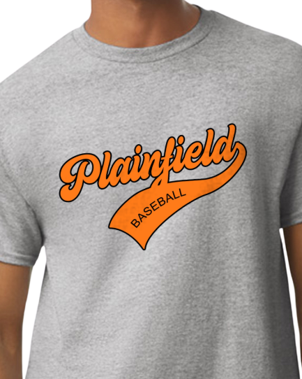 Plainfield Baseball Cursive (no ball) Tshirt Youth to TALL ADULT sizes - Customize yours now!
