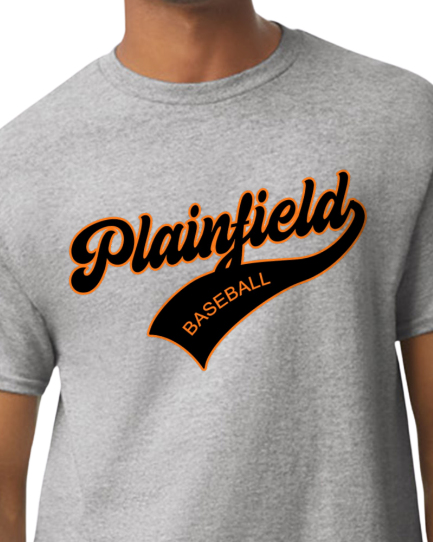 Plainfield Baseball Cursive (no ball) Tshirt Youth to TALL ADULT sizes - Customize yours now!