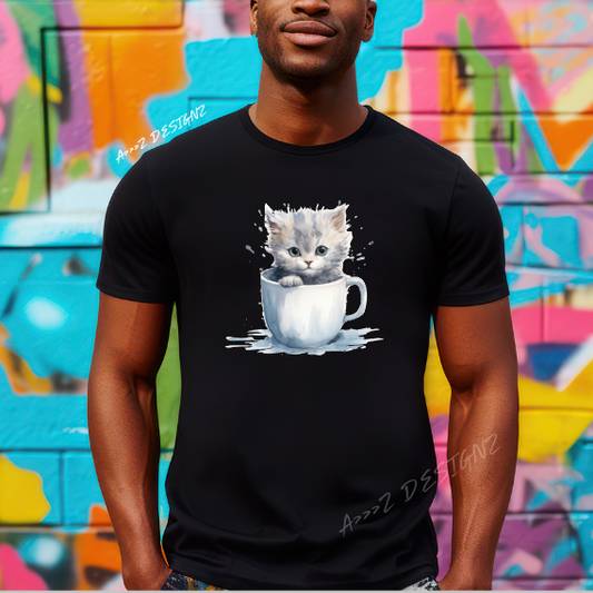 Kitten in Cup Adult Tshirt