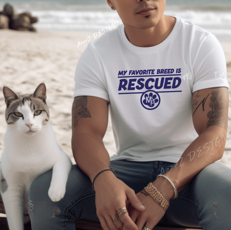 Monkey's Pack Rescued is my favorite breed Vinyl Cut Print Adult Tshirt