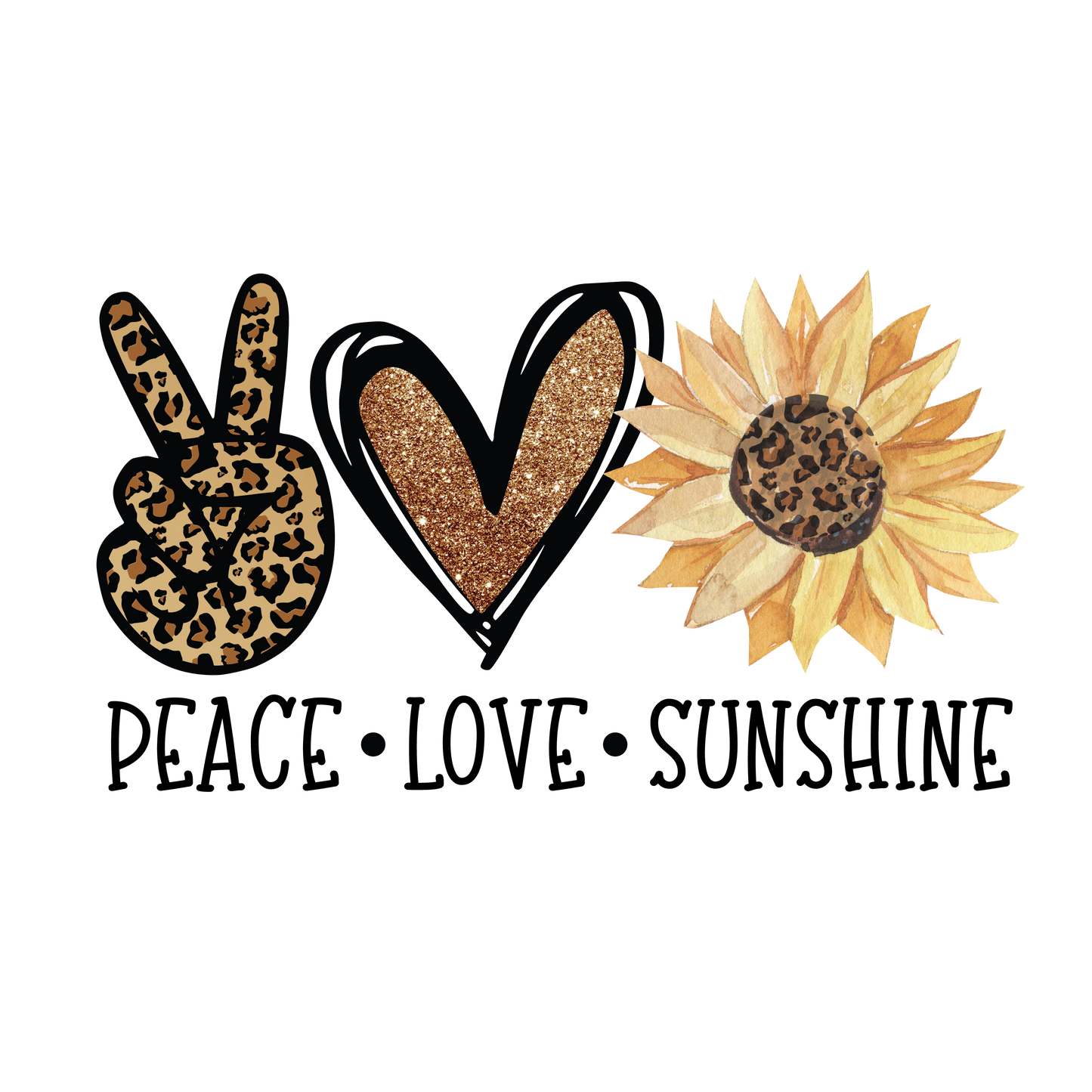 Peace Love Sunshine Sunflower Adult Tshirt