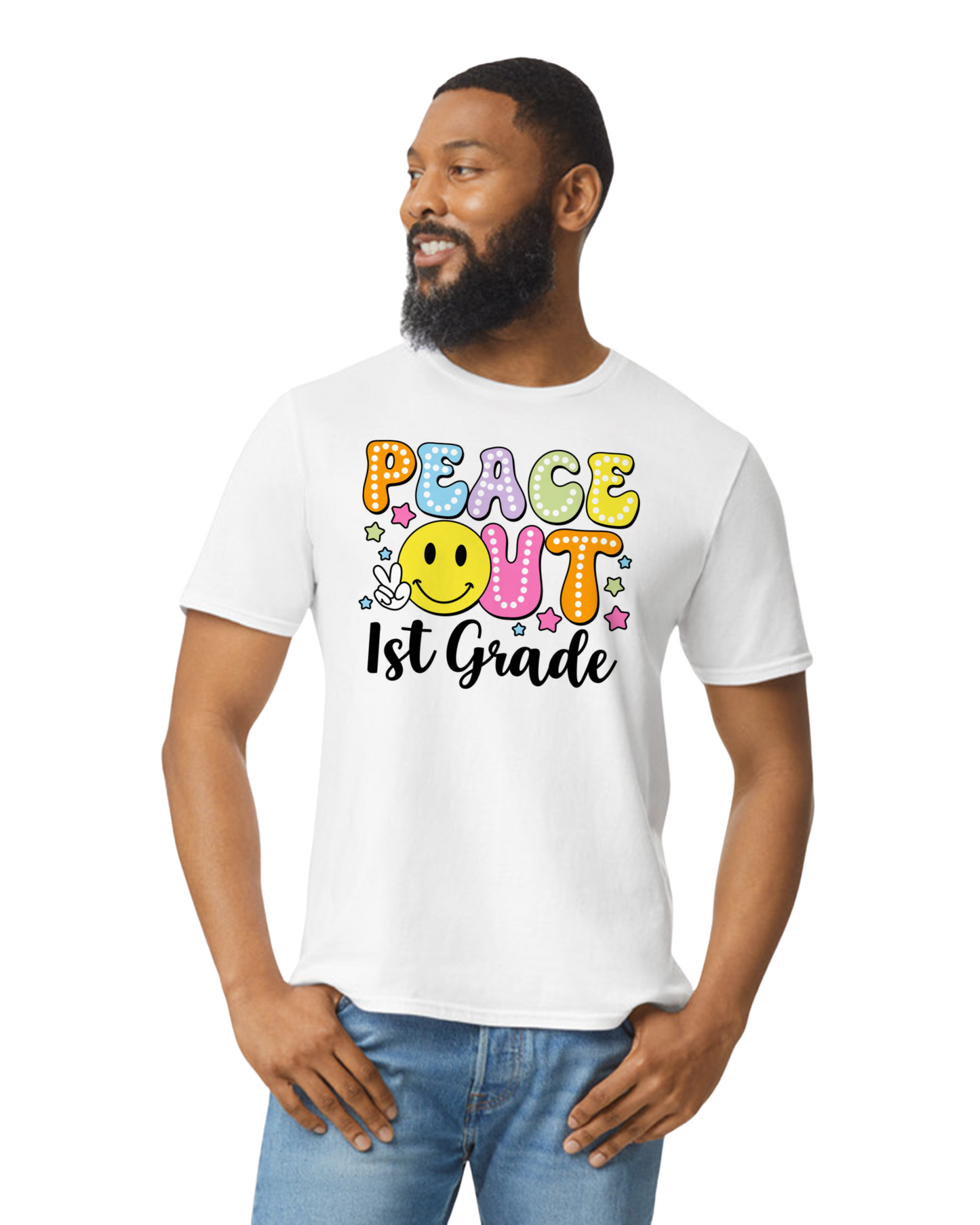 Peace Out (add school/grade) - unisex adult, juniors, or youth sizes - Customizable