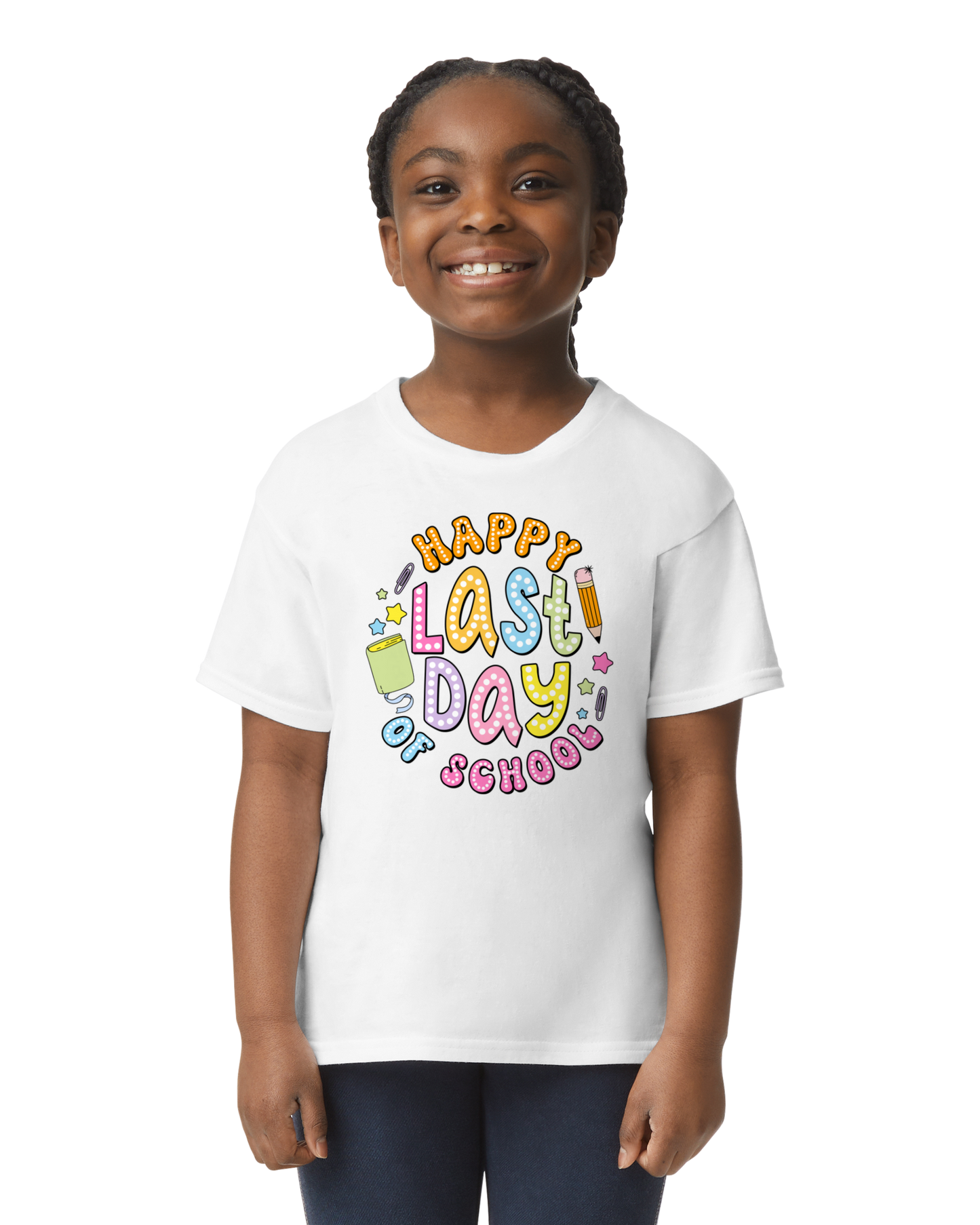 Happy Last Day (add school) - unisex adult, juniors, or youth sizes - Customizable