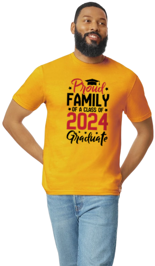 Proud Family of Graduate (add school and grade) - unisex adult, juniors, or youth sizes -Multiple Colors - Customizable