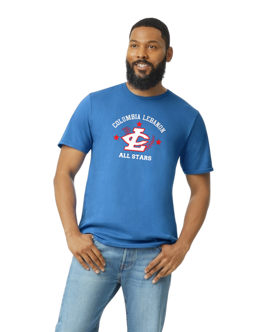 CLLL All Star Tees 4.5oz Softstyle 100% preshrunk cotton Gildan - Youth, Adult and Women's Cut (add back)