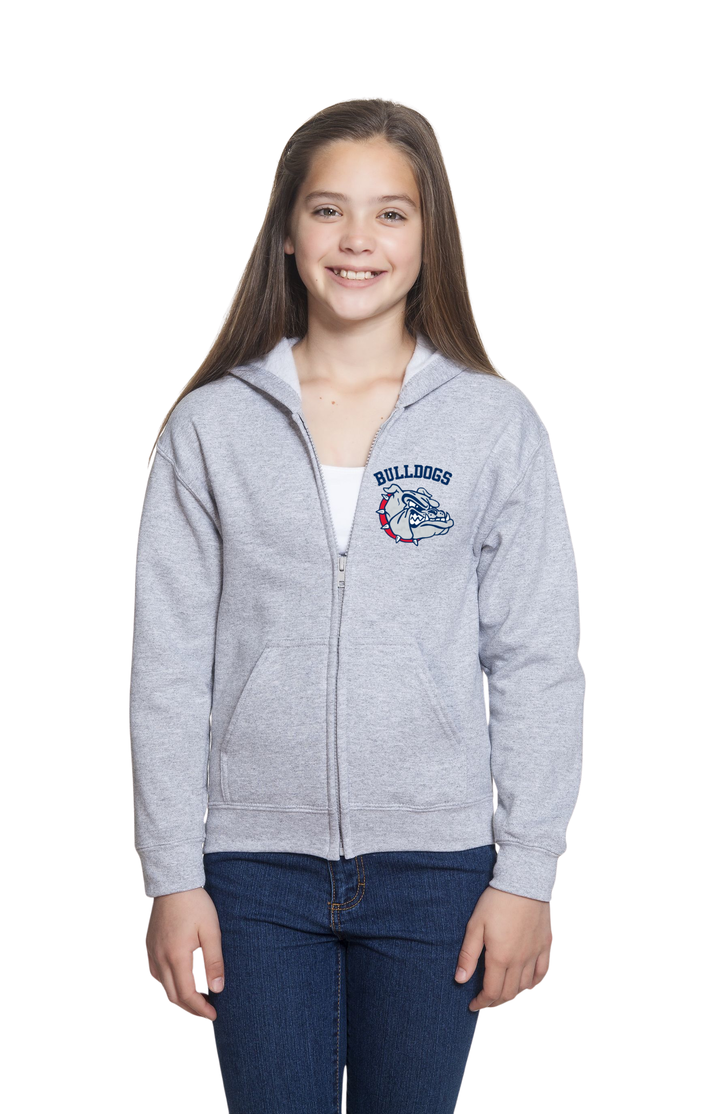 Helen Baldwin MS Bulldogs Zip Up Hooded Sweatshirt Youth to Adult sizes