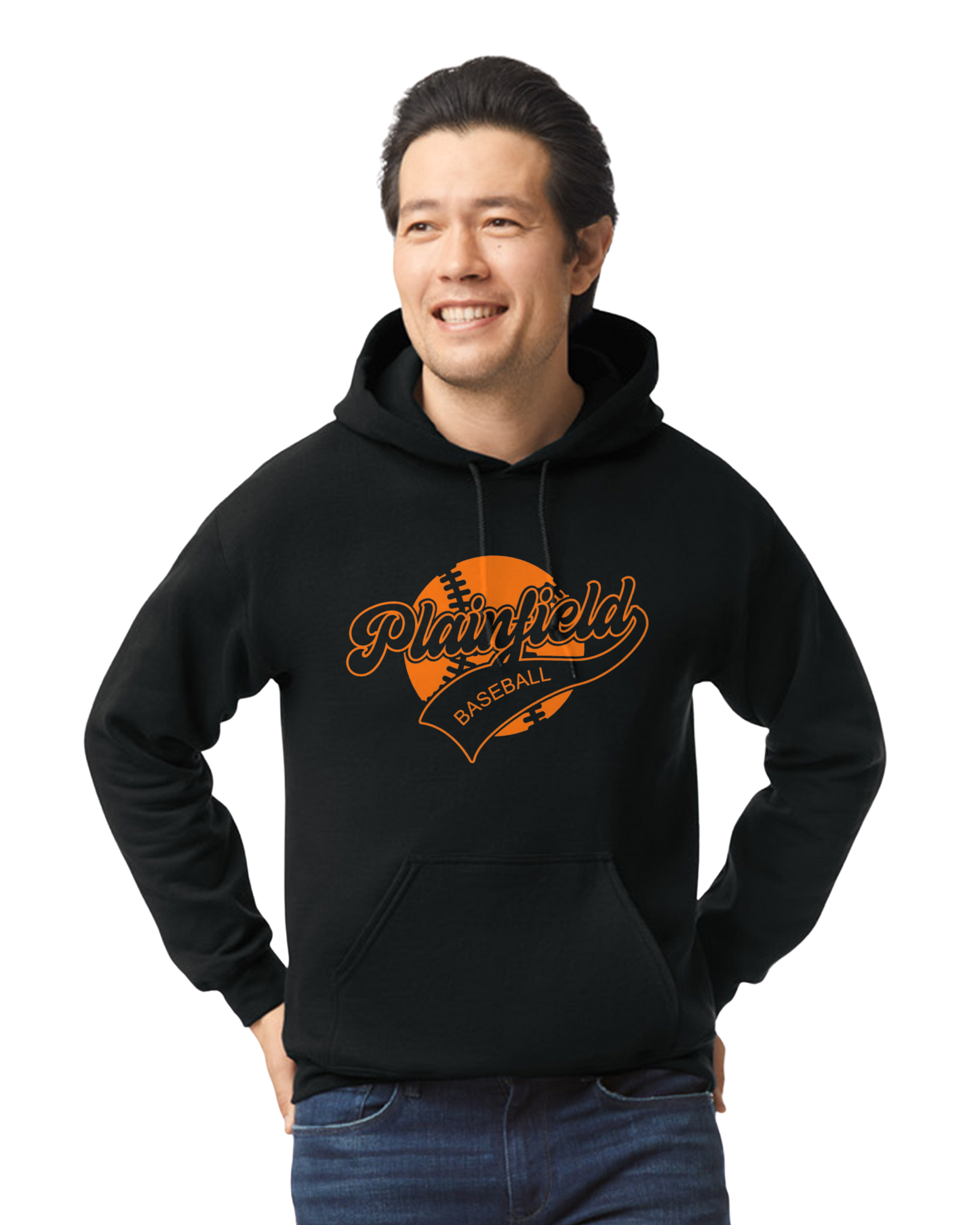 Plainfield Baseball Ball Outline Youth to Adult Hooded Sweatshirt - Customize yours today!