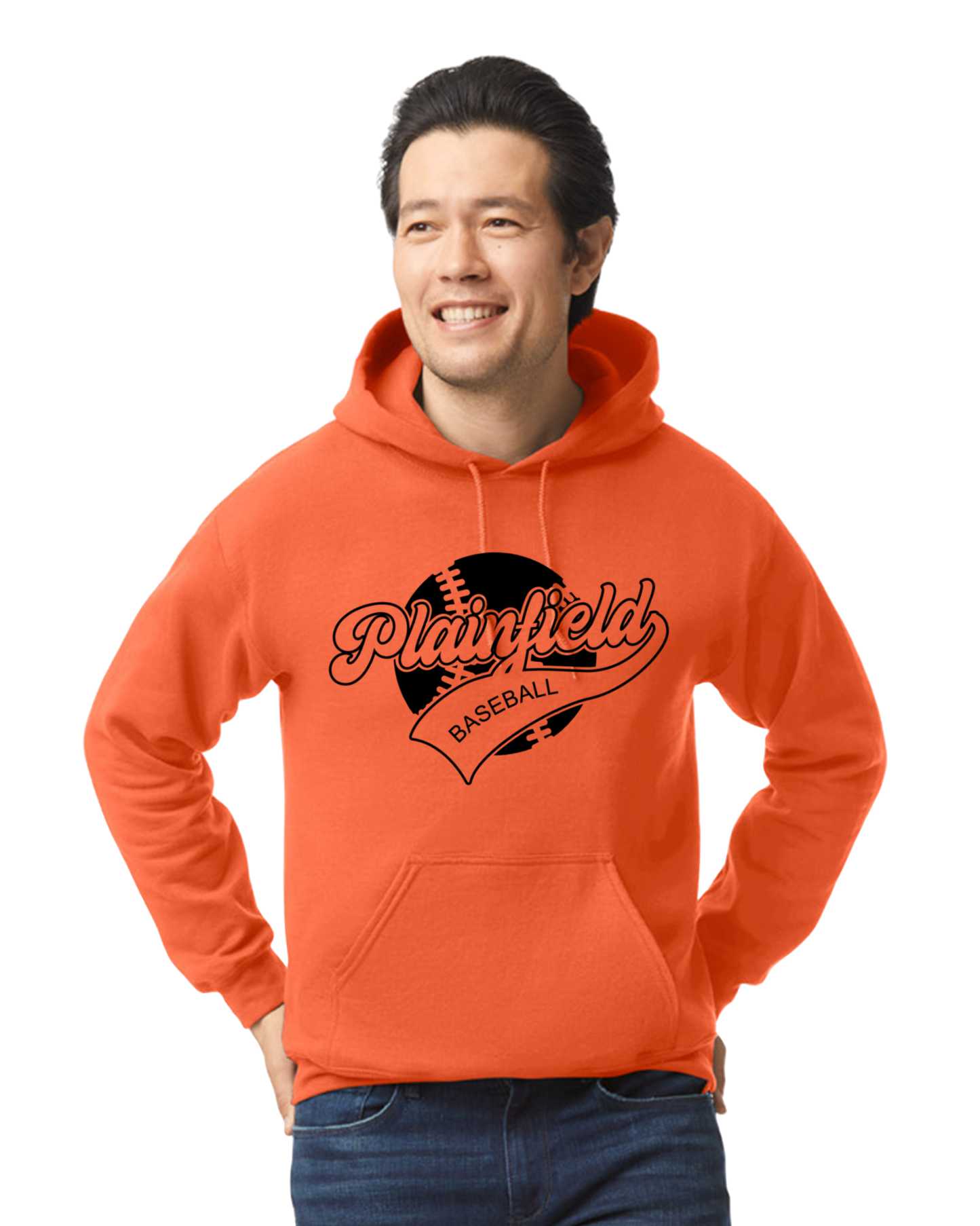 Plainfield Baseball Ball Outline Youth to Adult Hooded Sweatshirt - Customize yours today!