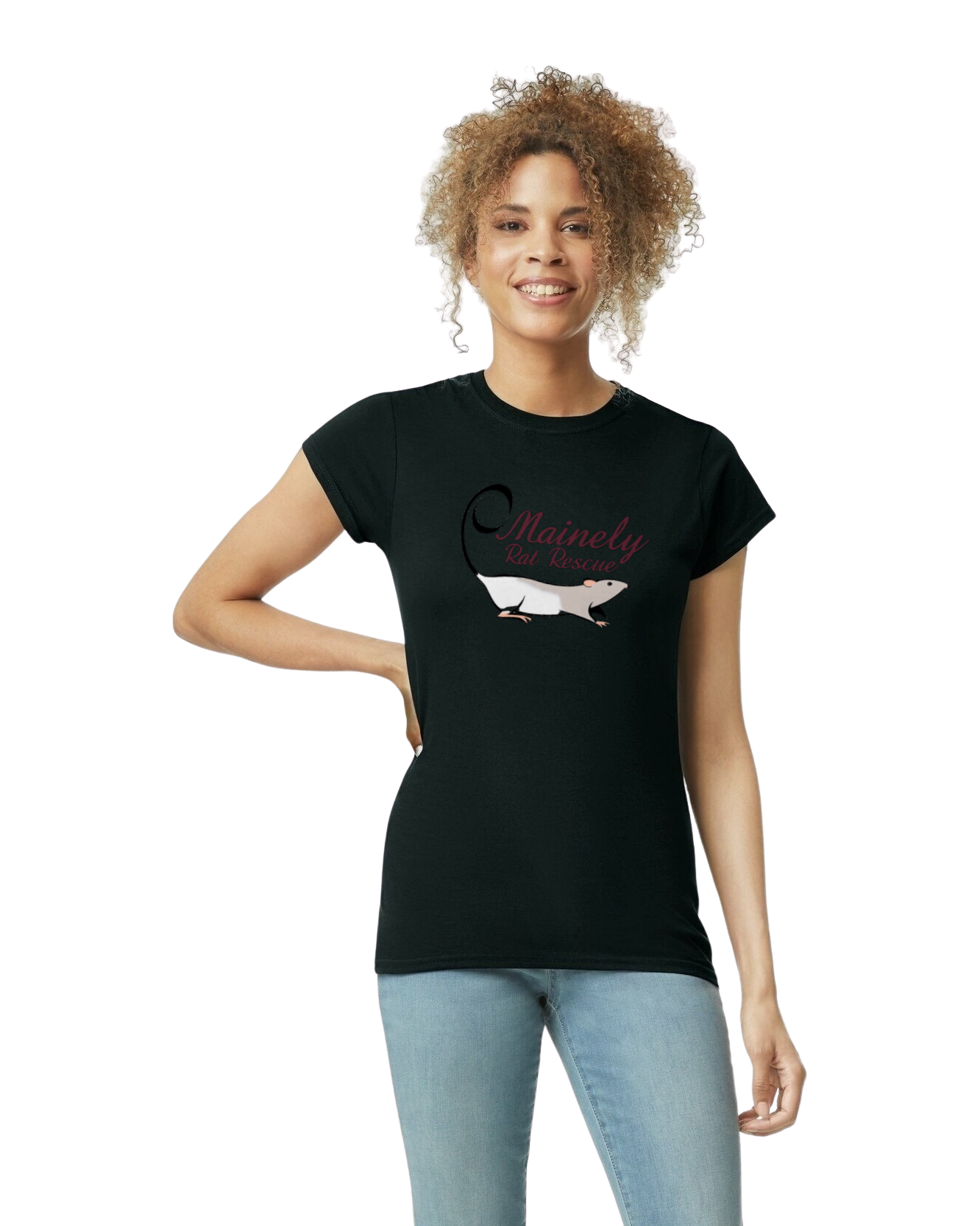 Mainely Rat Rescue Logo WOMENS FITTED CUT Softstyle Gildan Tshirt - Customize yours today!
