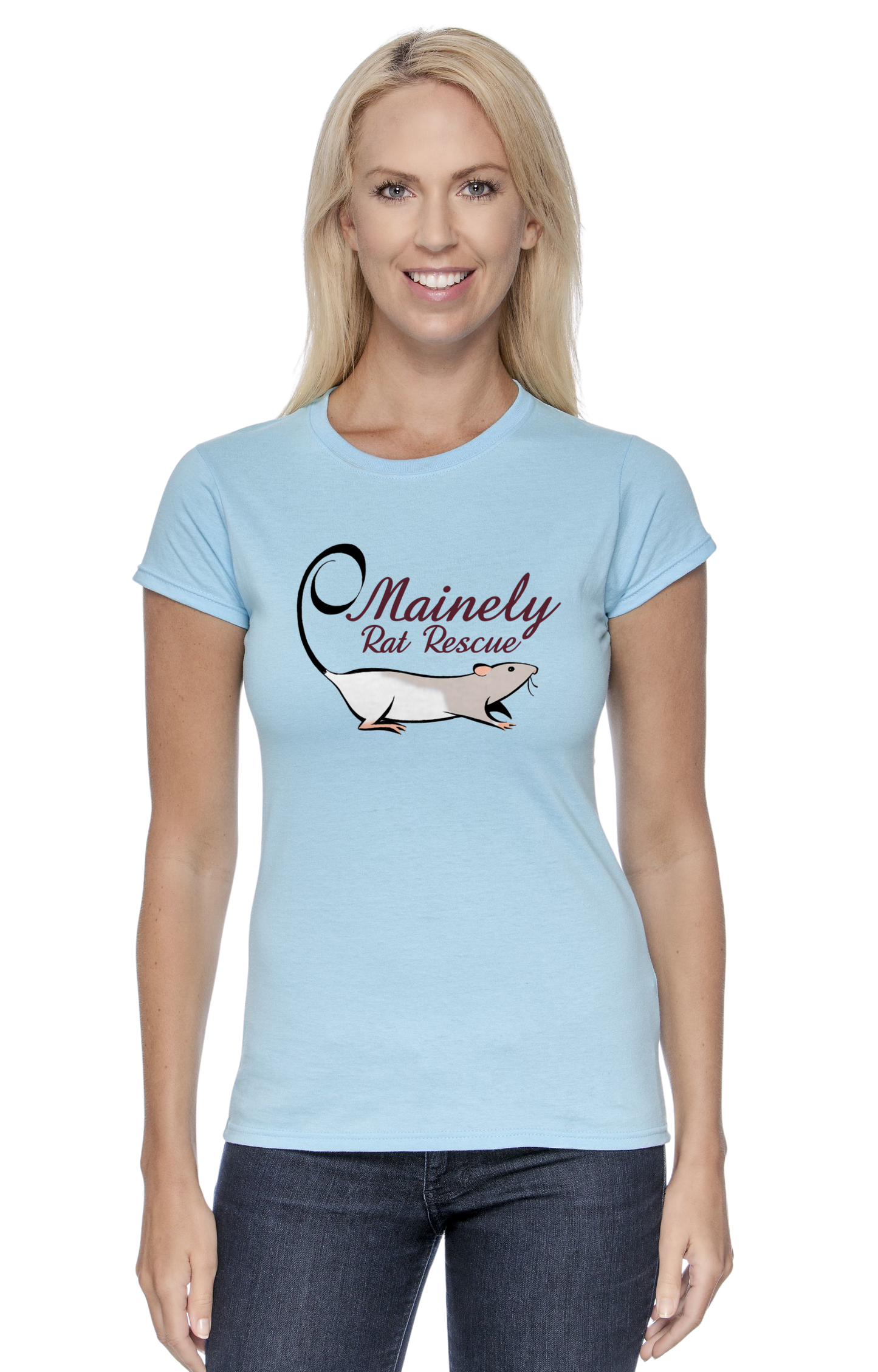 Mainely Rat Rescue Logo WOMENS FITTED CUT Softstyle Gildan Tshirt - Customize yours today!