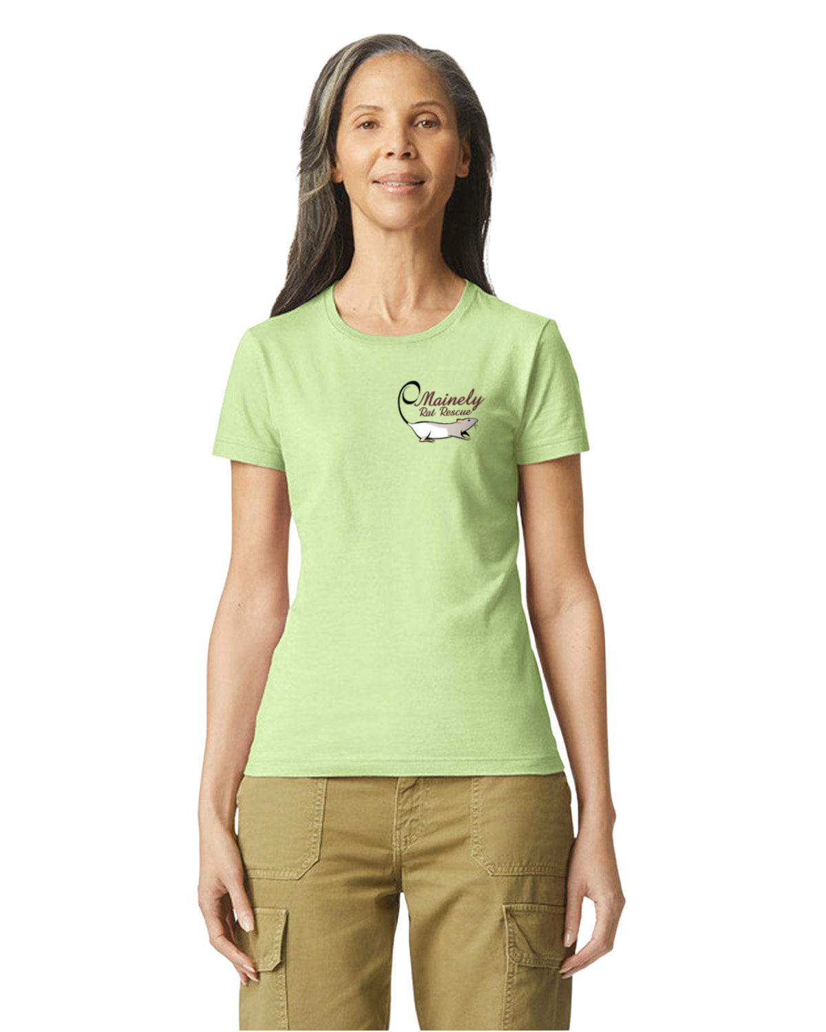 Mainely Rat Rescue Logo WOMENS FITTED CUT Softstyle Gildan Tshirt - Customize yours today!