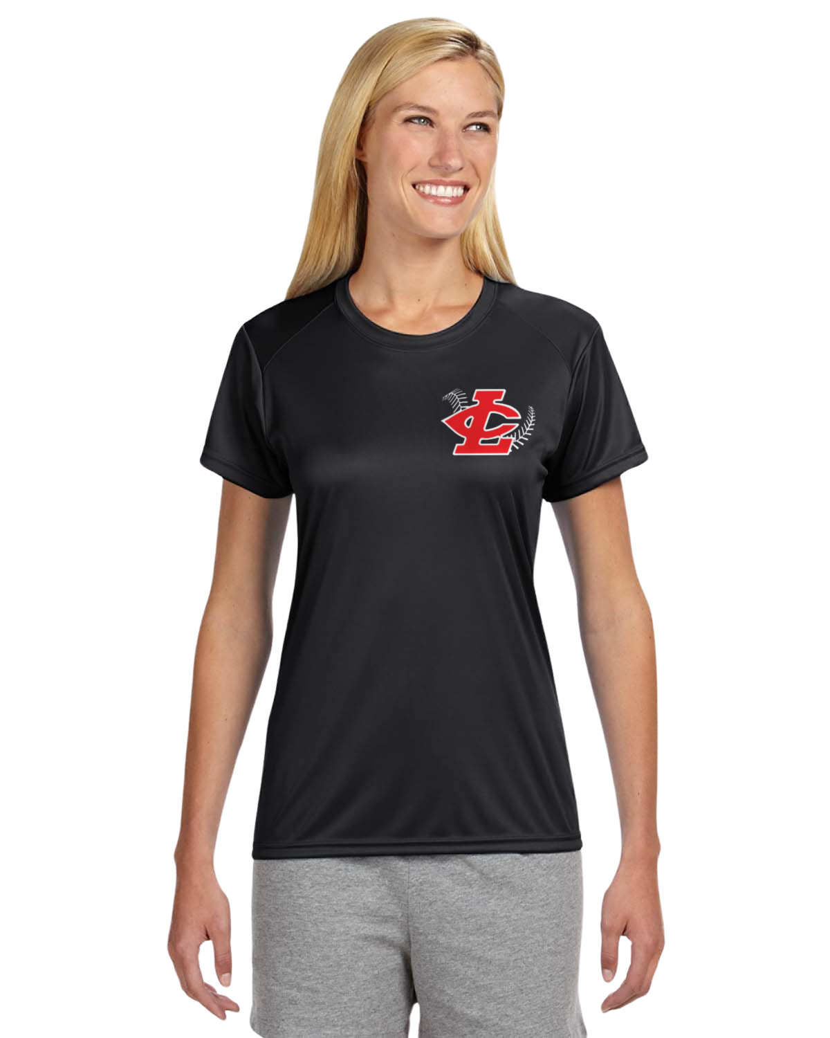 CLLL A4 Womens Cut Cooling Performance Short Sleeve T-Shirt BLACK