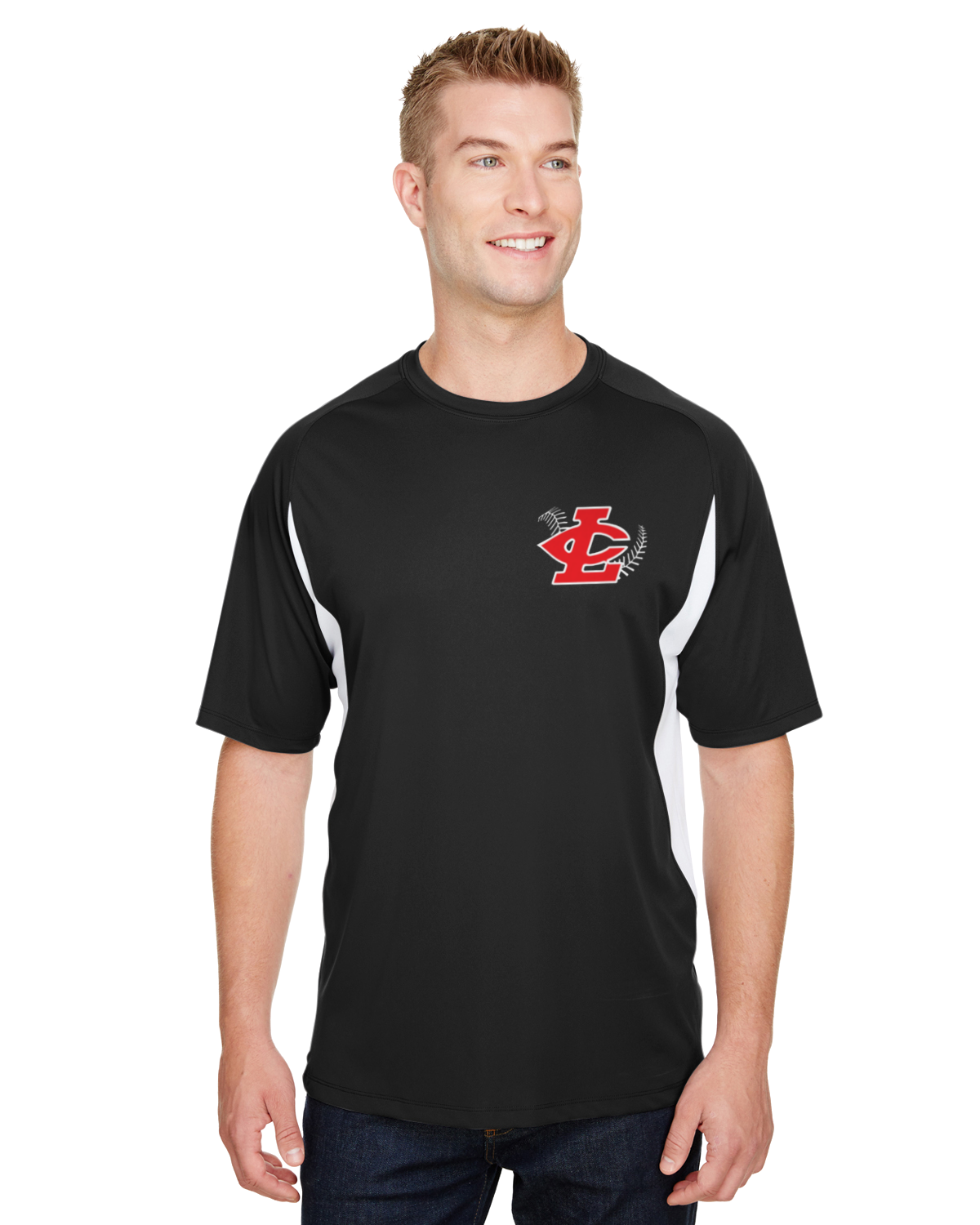 CLLL A4 Cooling Performance Color Block Short Sleeve T-Shirt BLACK