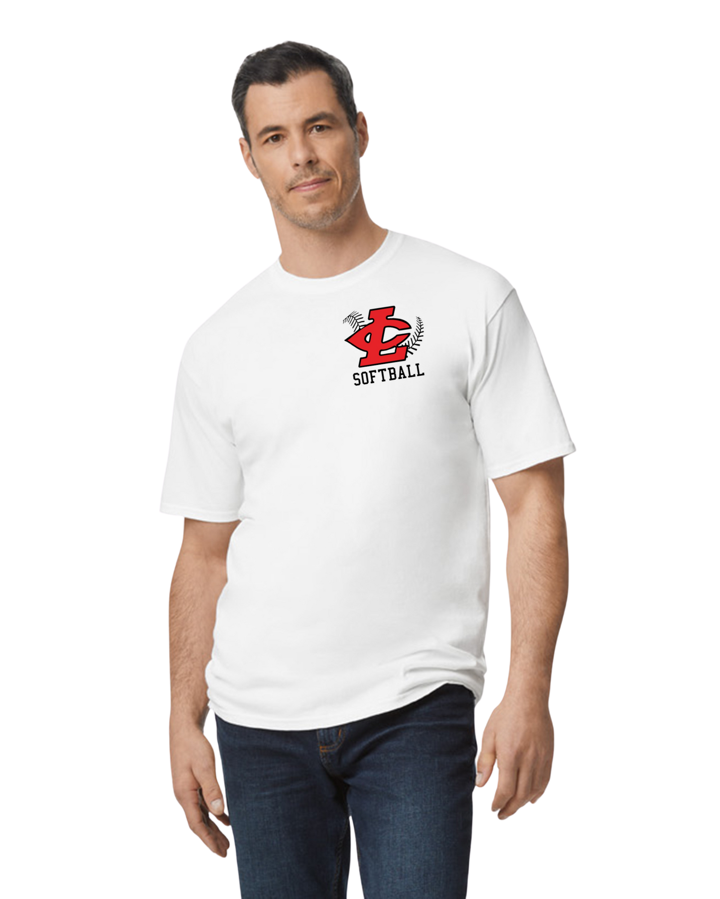 CLLL Softball unisex Tshirt TALL SIZES Gildan Ultra Cotton WHITE