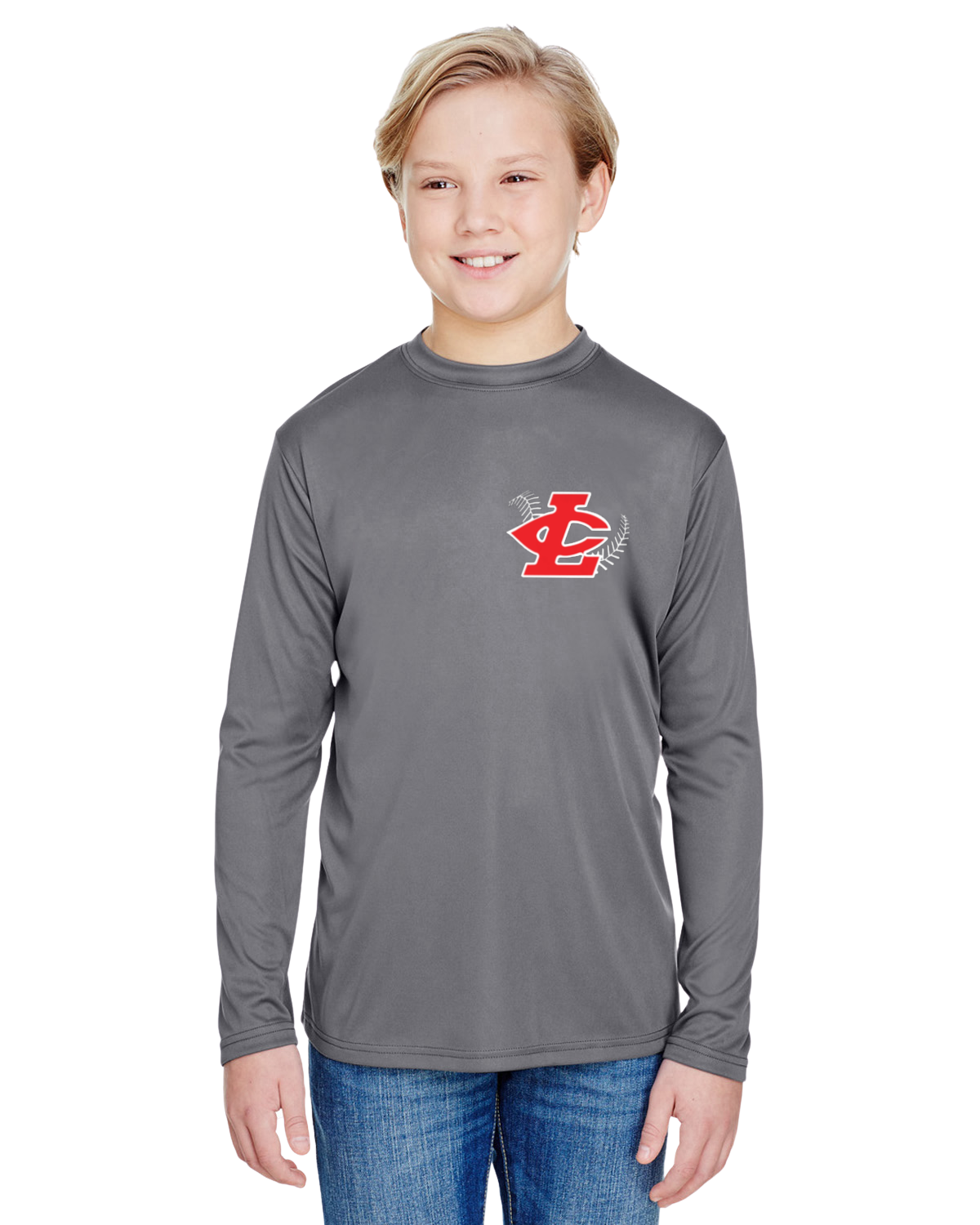 CLLL A4 Youth Cooling Performance Long Sleeve T-Shirt Graphite