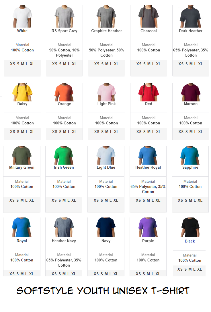 Youth and Adult Sizes
