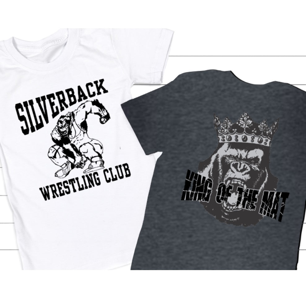 Silverback Wrestling Club Tshirt TODDLER youth to TALL ADULT sizes (multiple color choices)
