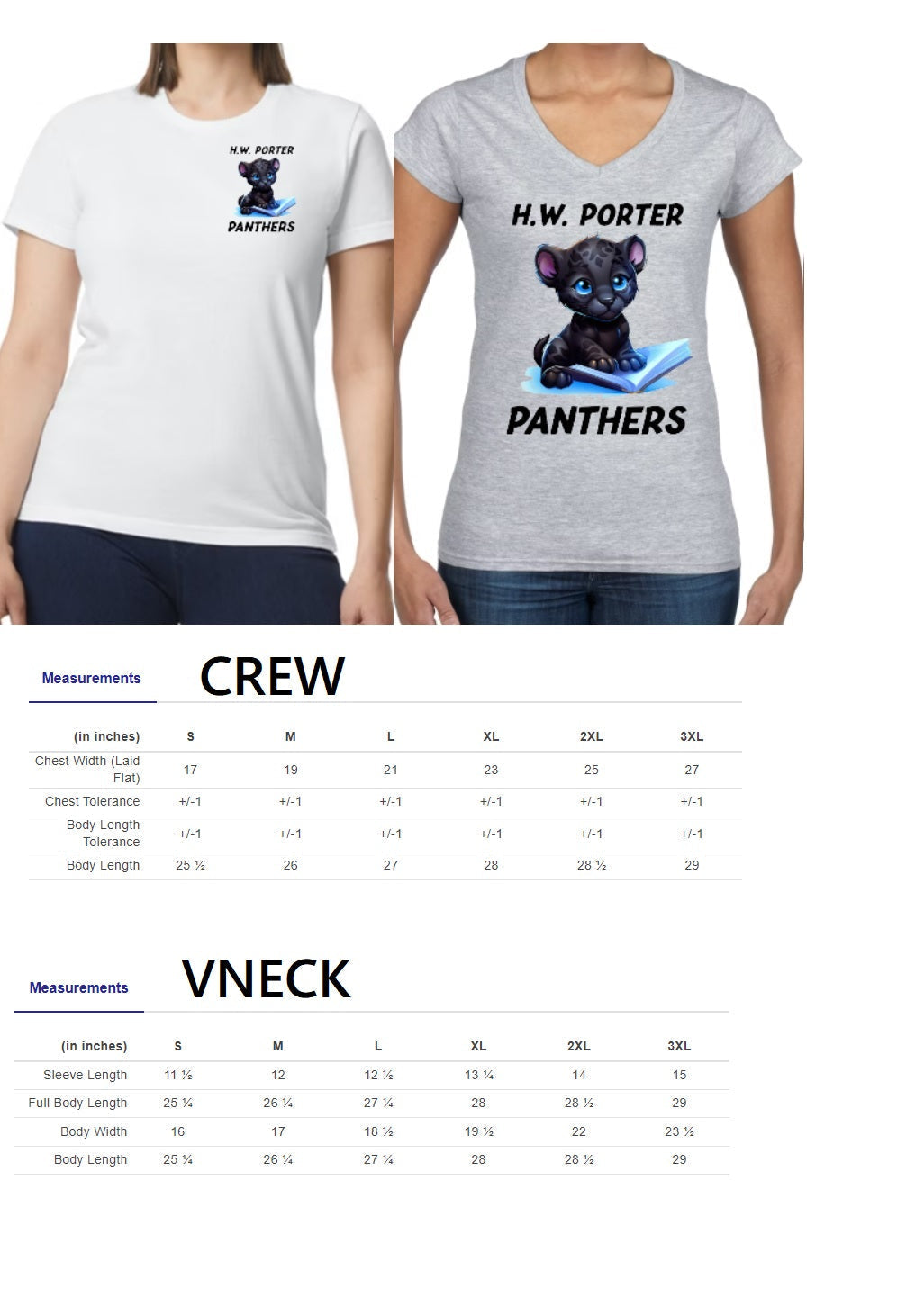 H.W Porter Panther Womens Crew and VNeck - NEW! Softstyle Panther Pride Paw