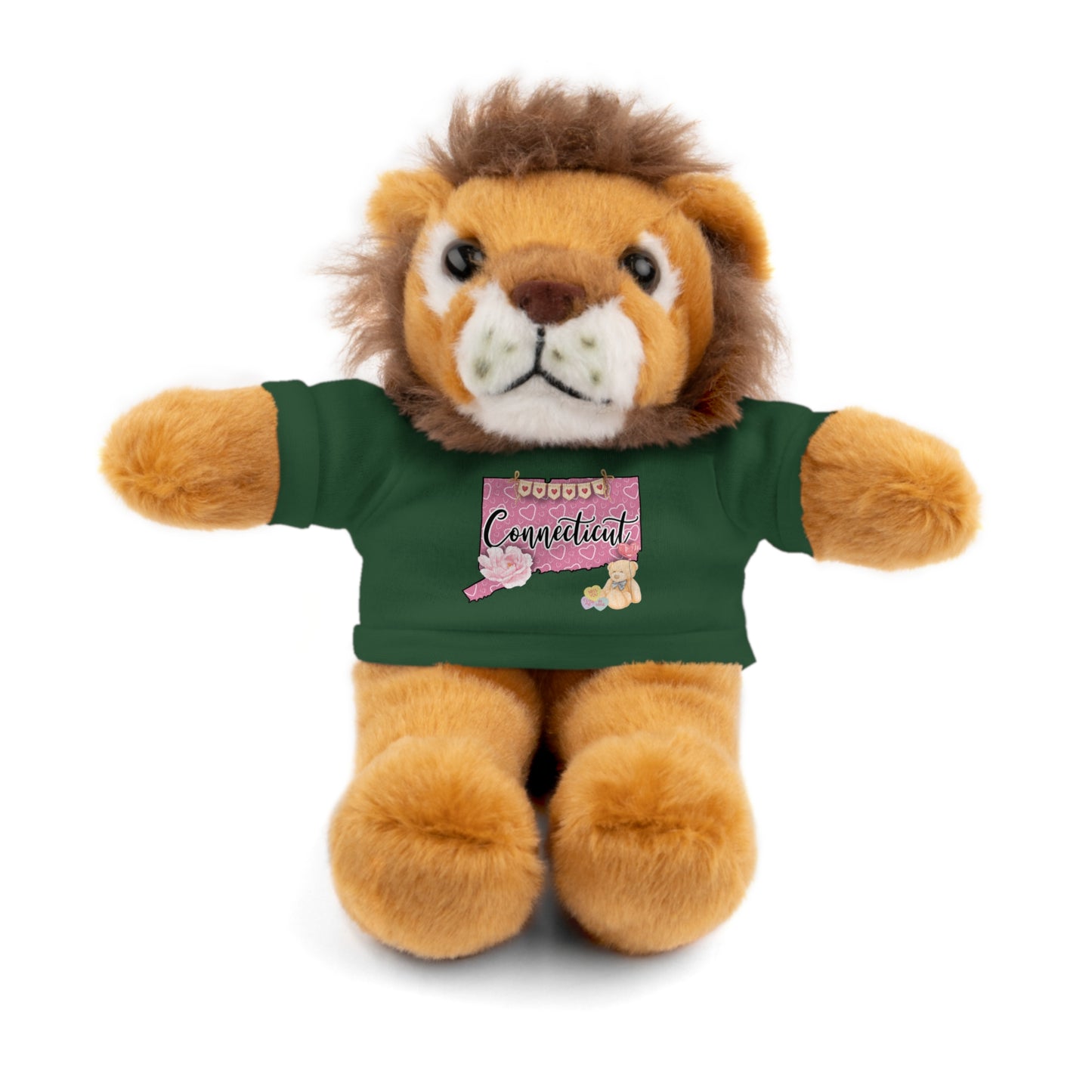 Connecticut Valentine Stuffed Animals with Tee (choose from many animals and colors)